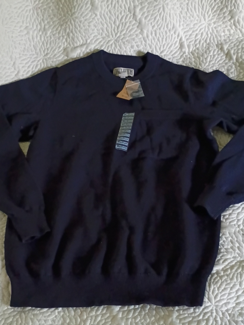 Duluth Trading Co Navy Torpedoman's Wool Crewneck Sweater Medium